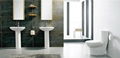 Ceramic Wash Pedestal Basin with Bathroom Kitchen Faucet 4