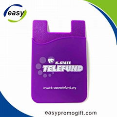 Custom logo branded silicone credit card sleeve phone card holder