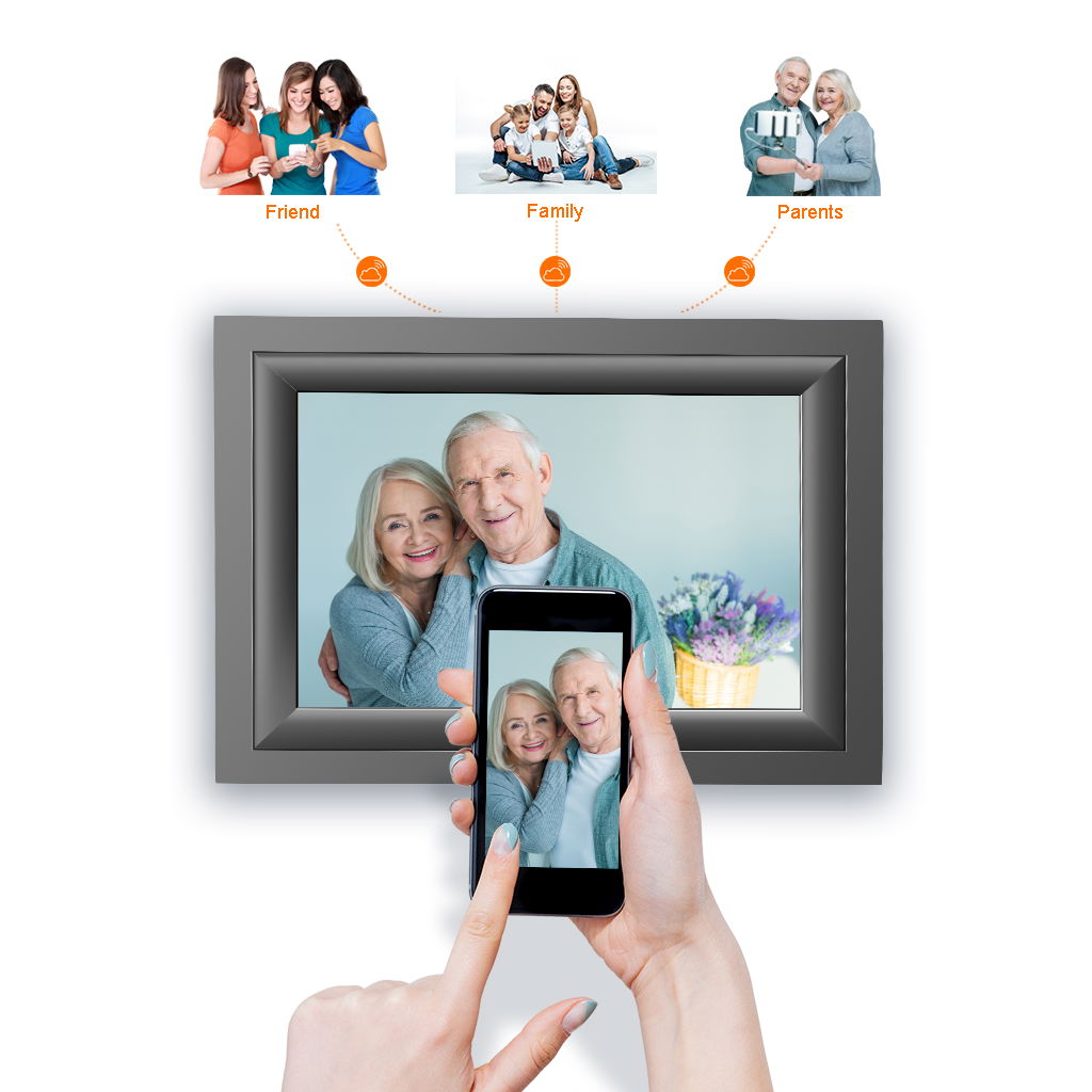 10 inch smart wifi picture frame IPS screen touch panel with iOS Android APP 4