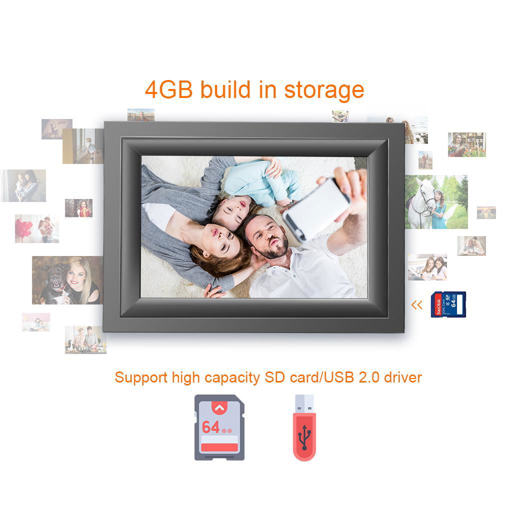 10 inch smart wifi picture frame IPS screen touch panel with iOS Android APP 5