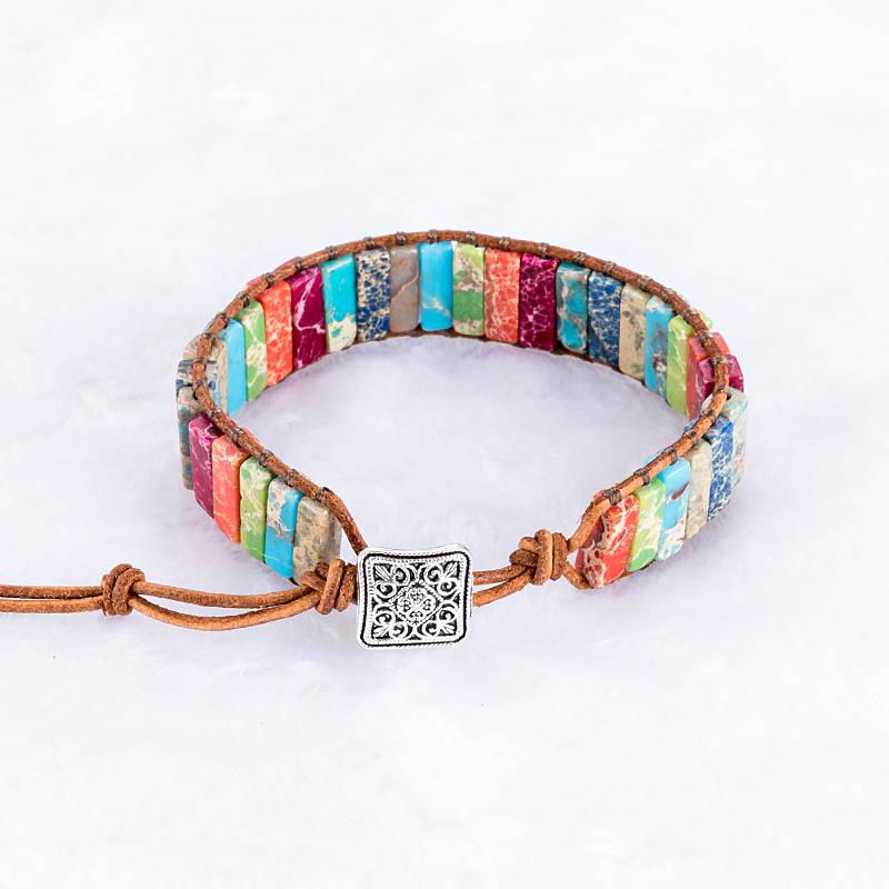 Trendy bohemian color emperstone fashion handmade wrap bracelet 2