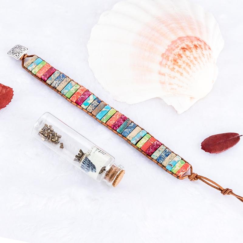 Trendy bohemian color emperstone fashion handmade wrap bracelet 3
