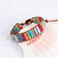 Trendy bohemian color emperstone fashion handmade wrap bracelet 4