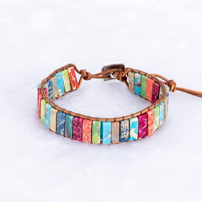 Trendy bohemian color emperstone fashion handmade wrap bracelet 5
