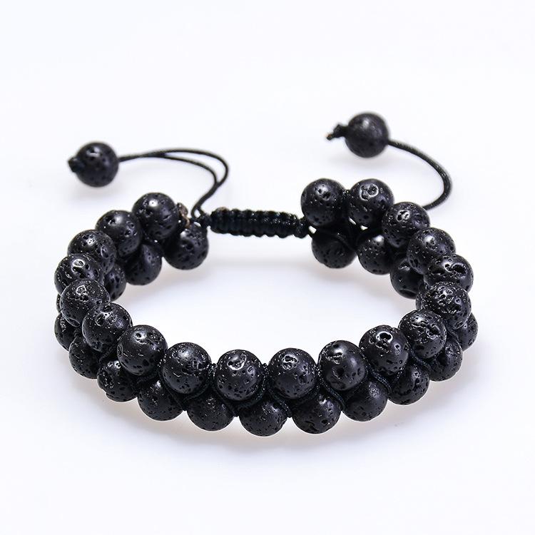 Jewelry Lava Stones Black Double Layers Fashion Beaded Diffuser Bracelets