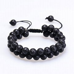 Jewelry Lava Stones Black Double Layers Fashion Beaded Diffuser Bracelets