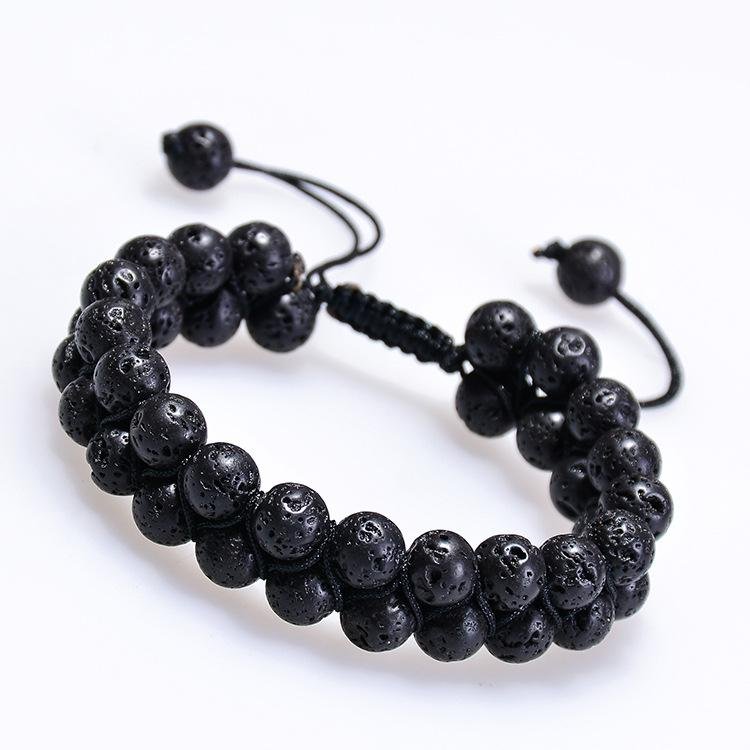 Jewelry Lava Stones Black Double Layers Fashion Beaded Diffuser Bracelets 2