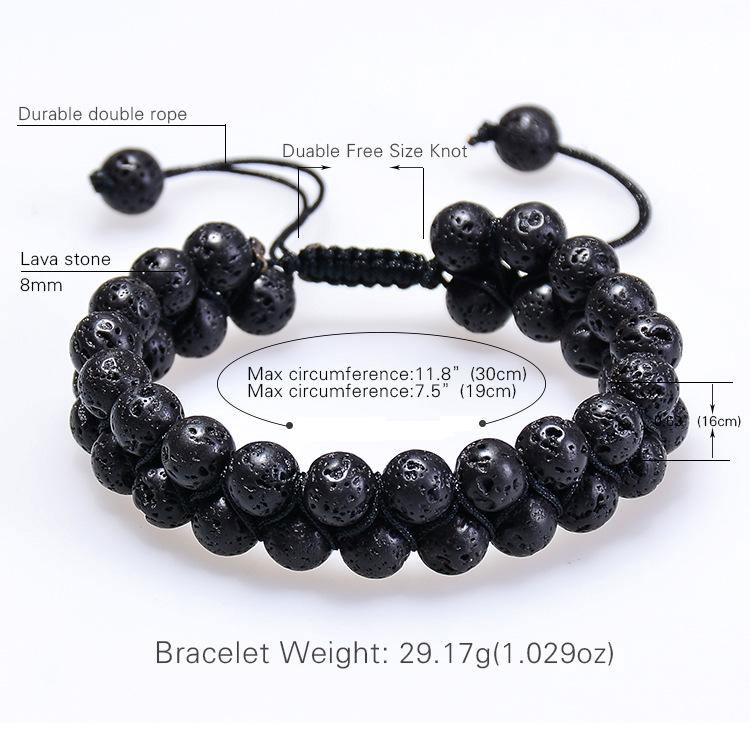 Jewelry Lava Stones Black Double Layers Fashion Beaded Diffuser Bracelets 5