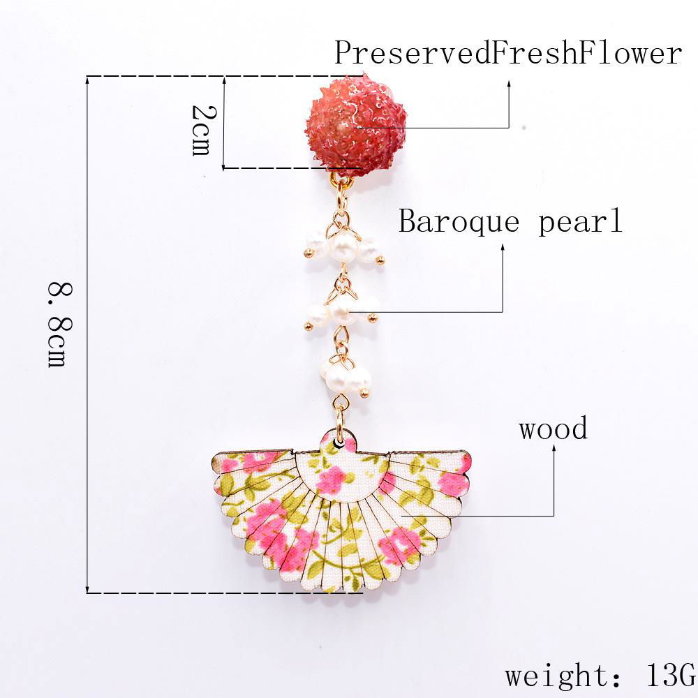 Ladies Fashion Boutique Flower Freshwater Pearl&Fan Drop Ear Stud Earrings 5