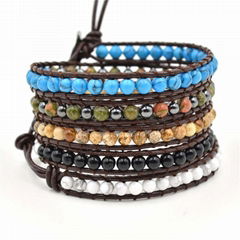 Nature Stones Multi-layer Free Spirit Bohemian Handmade Trendy Wrap Bracelet