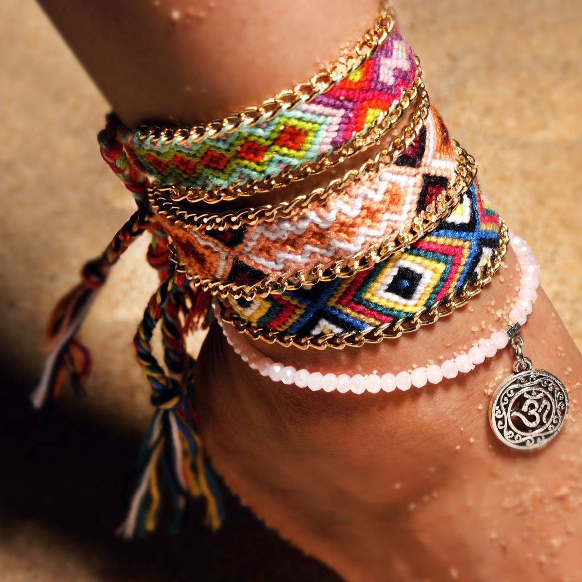 Fashion Bohemian Bracelets Set Barefoot Sandels Women Handmade Beaded Jewelry 3