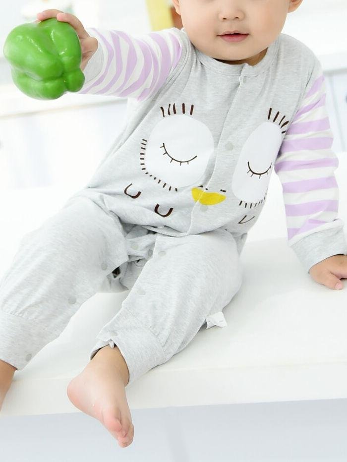 Cartoon Owl Pattern Newborn Infant Overalls Jumpsuit Long-sleeved Wholesale 3
