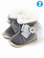Bowknot Trimmed Soft Fur Winter Warm Infant Girl Snow Boots Black Pink Grey 4