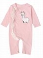 Spring Pink Frilled Sheep Print Baby Girl Sleepsuit Overalls Wholesale 1
