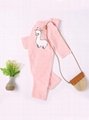 Spring Pink Frilled Sheep Print Baby Girl Sleepsuit Overalls Wholesale 3