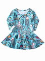 Spring Baby Little Girl Cartoon Underwater World Long-Sleeved Casual Dress 1
