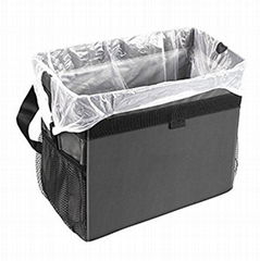 100% Leakproof collapsible nylon car trash can garbage storage bag with adjustab