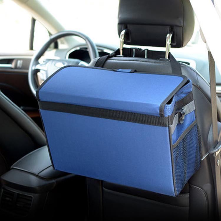 Collapsible portable oxford car headrest hanging garbage storage trash can 4