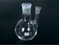 Lab glassware glass flask round bottom 2 neck standard ground mouth 1