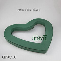 JINYU factory resin wet floral foam open heart 50cm for fresh flower arrangement