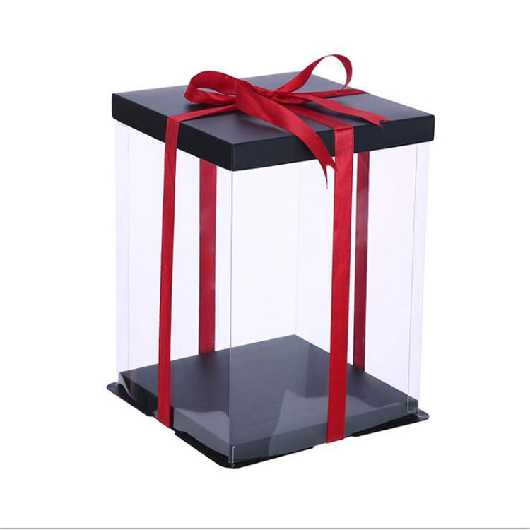 Custom luxury plastic cake box transparent