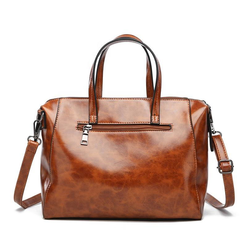 Wax Oil Skin PU Leather Women Messenger Tote Bags Handbag Famous Brand Design La 2