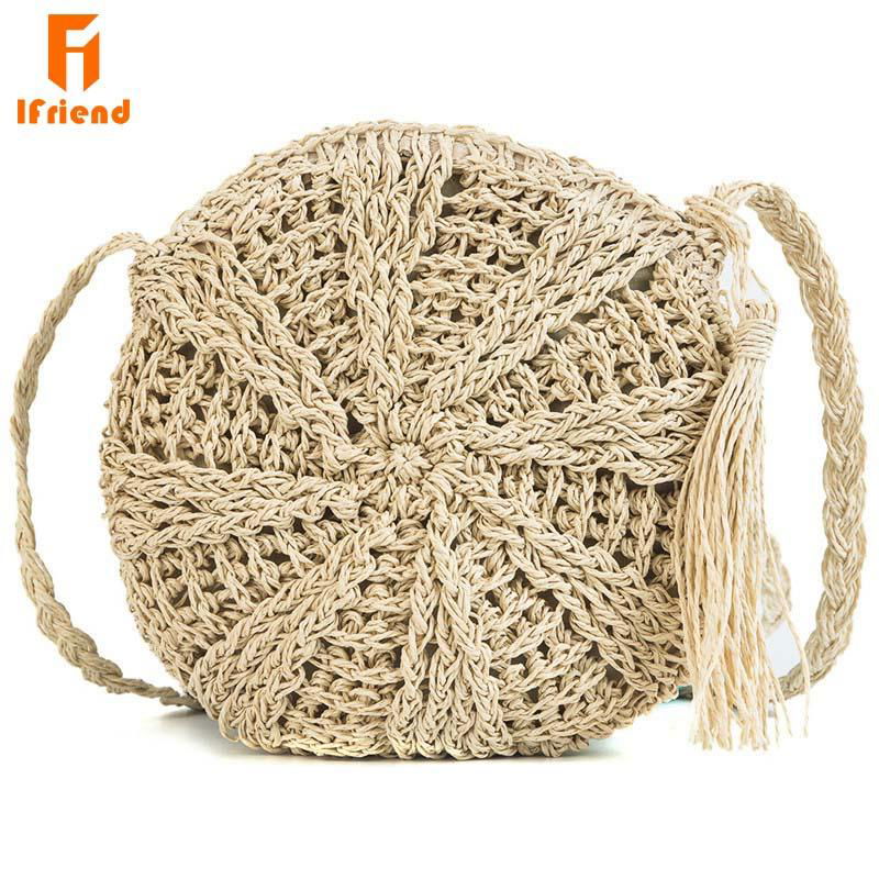 Summer Women 2018 Handmade Round Straw HandBag Female Crossbody Beach Bags 2