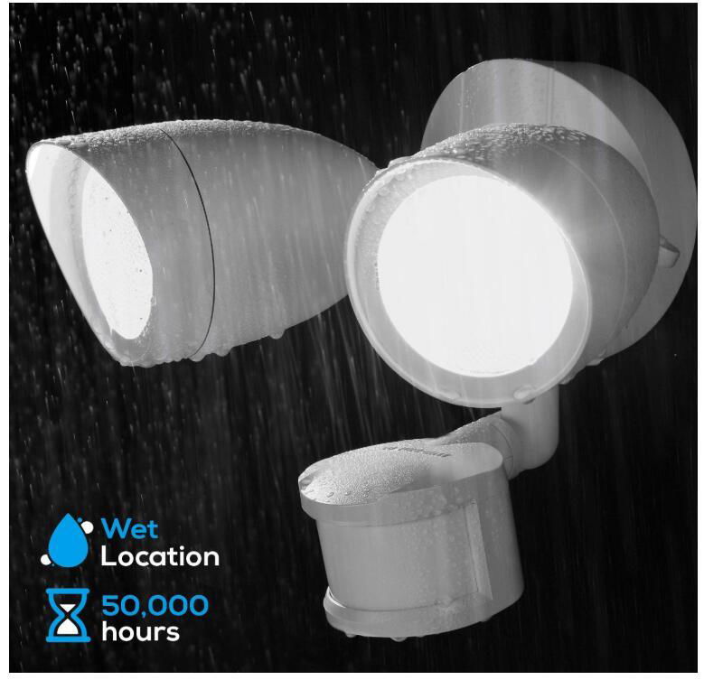 20W Dual-Head Motion-Activated LED Outdoor Security Light 5000K Daylight 2
