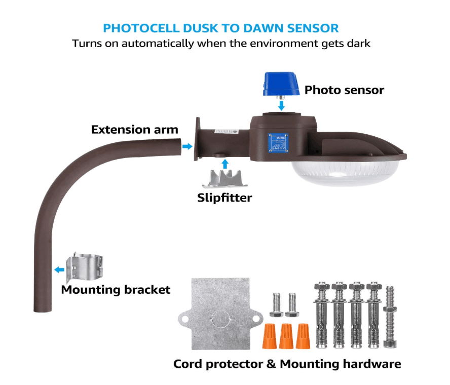 D2D Brown LED Barn Light Outdoor Wall Mount Overnight 5000K Daylight 2200lm