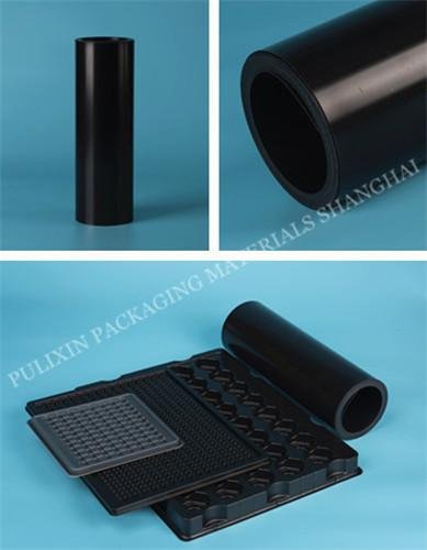 Black Embedded Conductive PP & HIPS plastic film  for electronic components pack