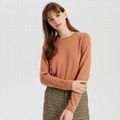 Latest Design Crew Neck Plain Cashmere Merino Wool Spring Sweater Women