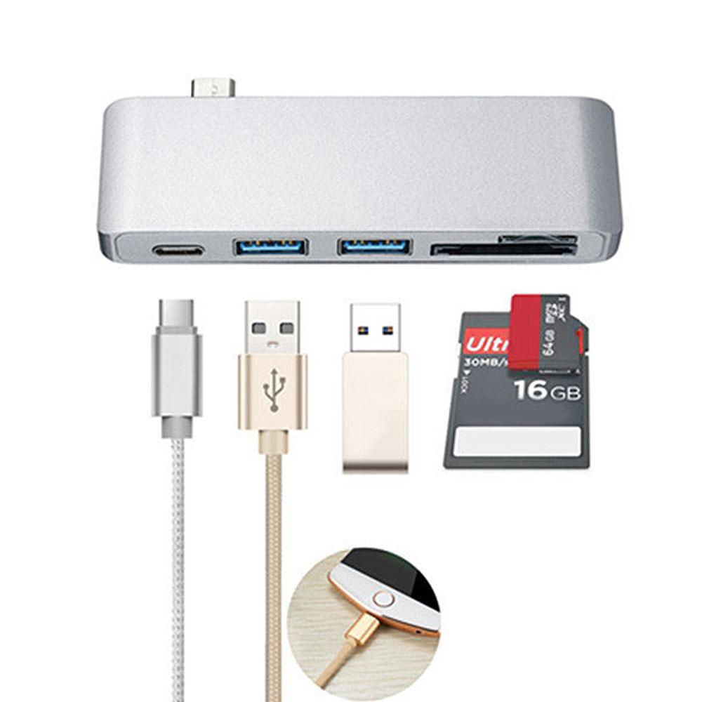 5 in 1 Type-C Hub Adapter with 3 USB 3.0 Ports(5GB/s) and 1 USB Type-C hub