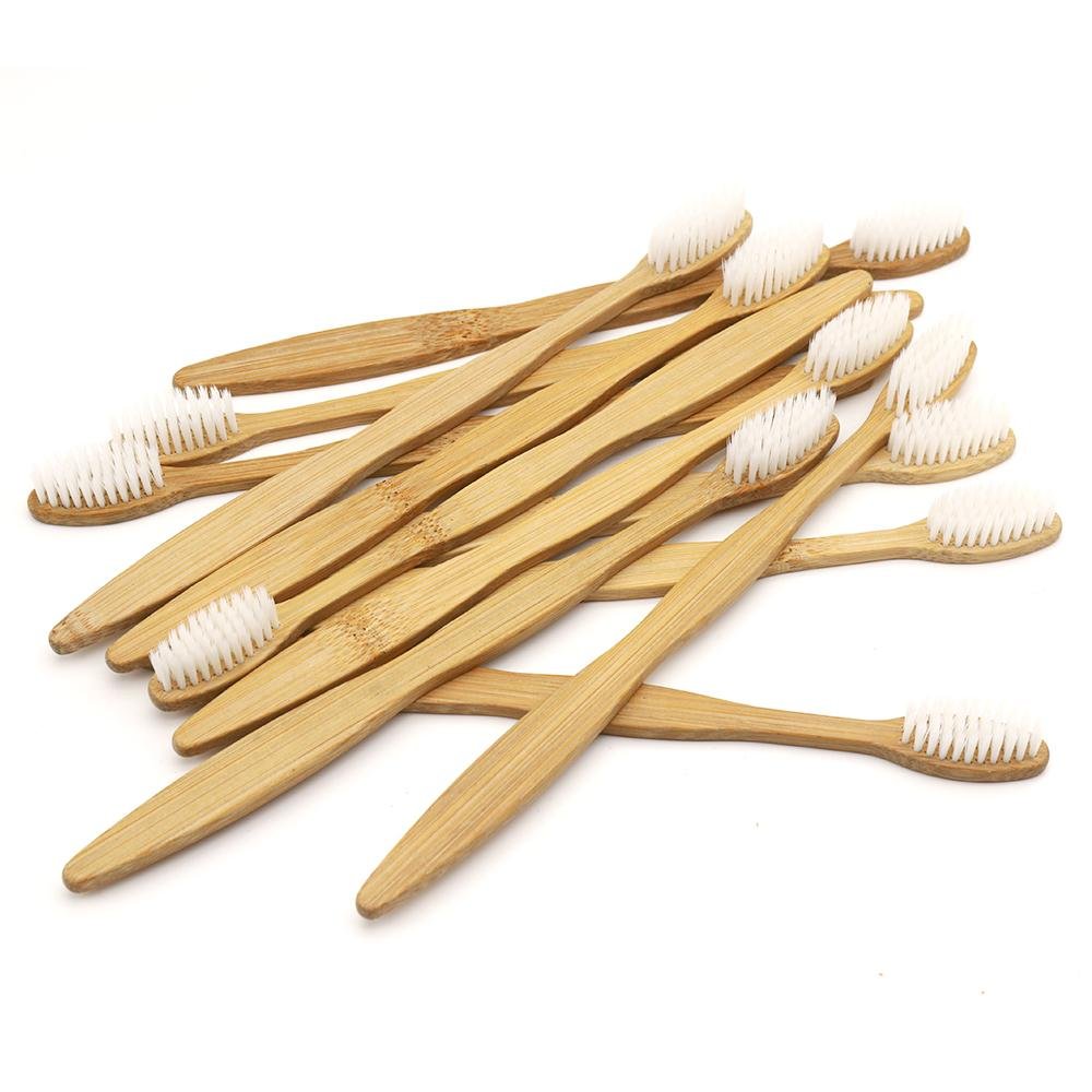 cheap wholesale bamboo handle toothbrush white color