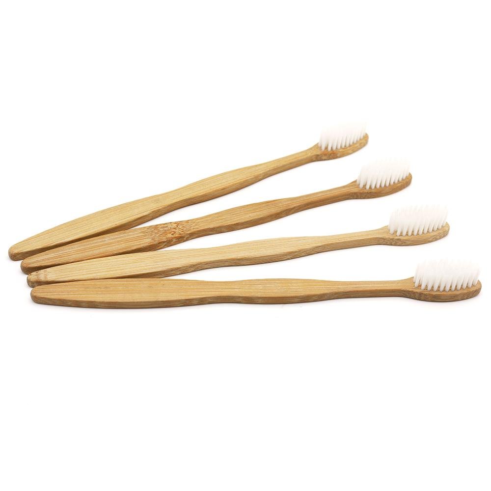 cheap wholesale bamboo handle toothbrush white color 4