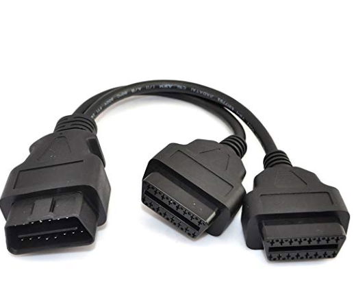 30cm/12 OBD2 OBD II Splitter Extension Y J1962 16 Pin Cable Male to Dual Female  2