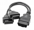 30cm/12 OBD2 OBD II Splitter Extension Y J1962 16 Pin Cable Male to Dual Female  3