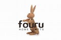 Mid Century Danish Modern Wood Ornaments Rabbit,Oak Wood Carving Rabbit Decorati 2