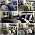 Collection 8-Piece Luxury Pintuck Pleated Stripe Duvet Cover Set