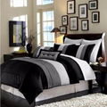 Collection 8-Piece Luxury Pintuck Pleated Stripe Duvet Cover Set