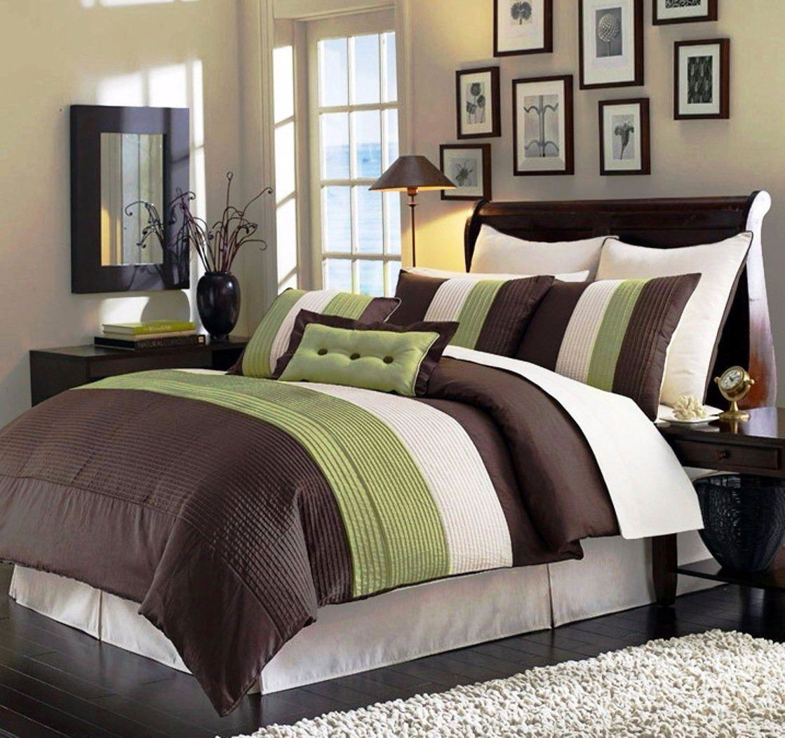 Collection 8-Piece Luxury Pintuck Pleated Stripe Duvet Cover Set 4