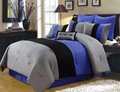 Collection 8-Piece Luxury Pintuck Pleated Stripe Duvet Cover Set