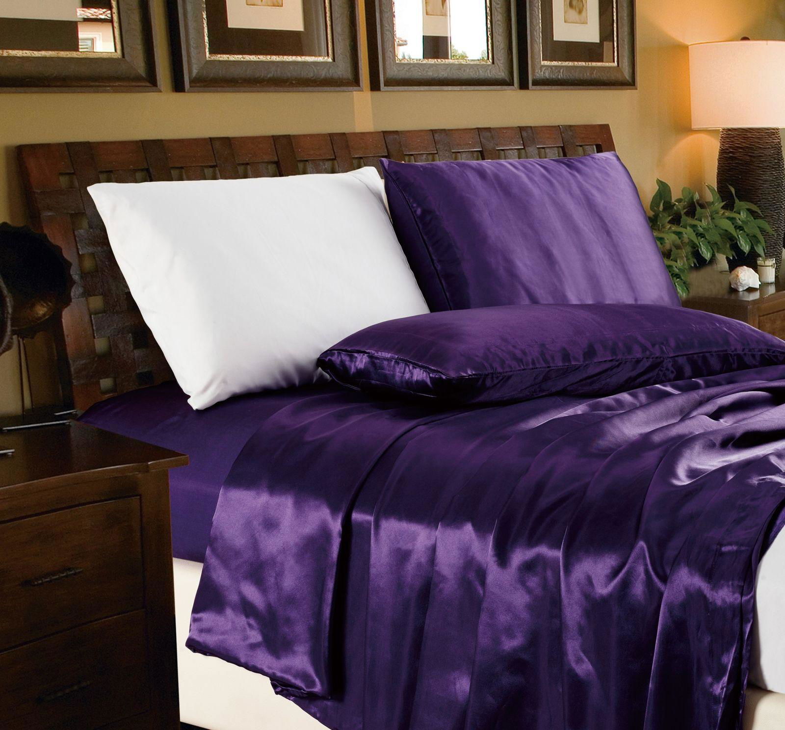 Collection 4Piece Solid Multicolor Bridal Satin Sheet Set 201455