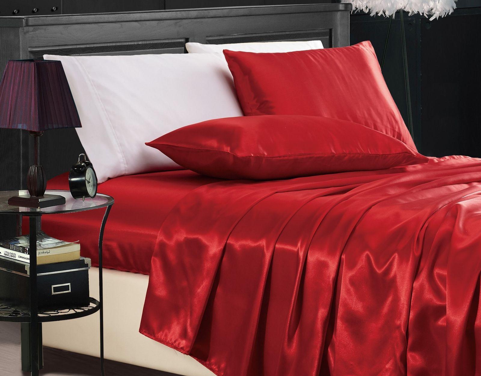 Collection 4Piece Solid Multicolor Bridal Satin Sheet Set 201455