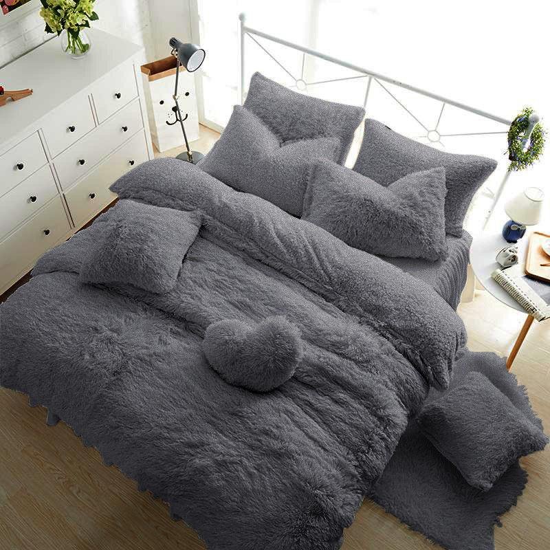Fleece TEDDY BEAR Duvet Quilt Cover Warm & Cozy Home Hotel Bedding Pillow Cases 