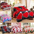 Flower 3D Duvet Cover bedding 4pcs set Bed sheet pillow cases Full/Queen/King 1