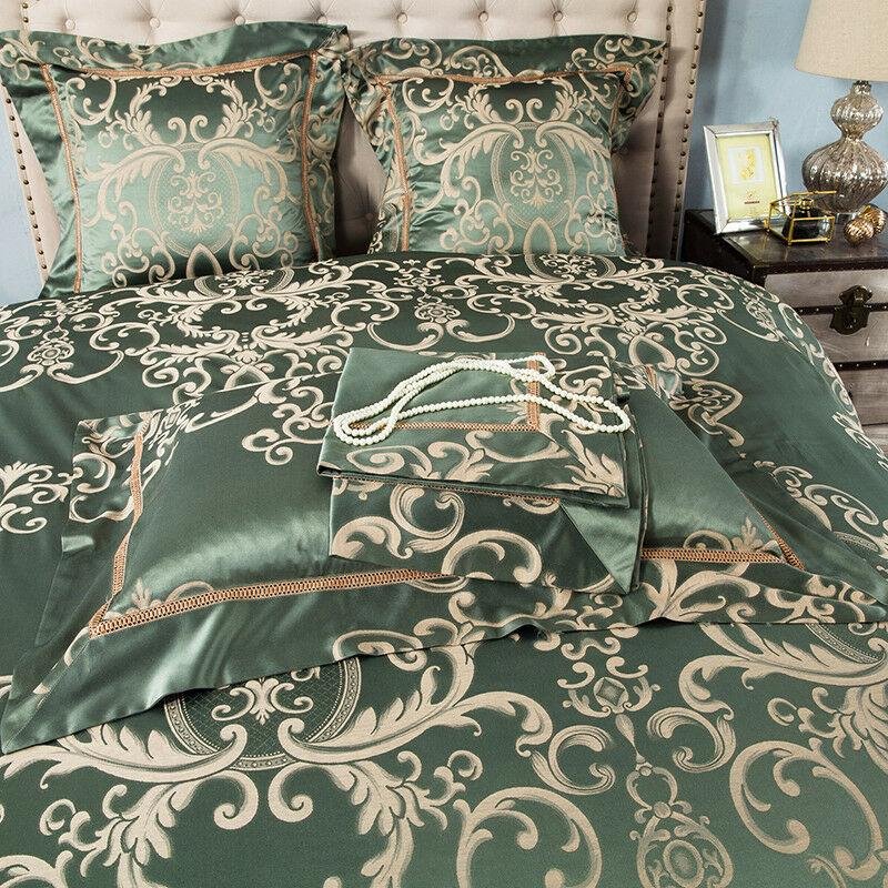 4pc. 6pc. Luxury Palace Sage Green Jacquard King Queen 600TC Duvet Cover Set 5