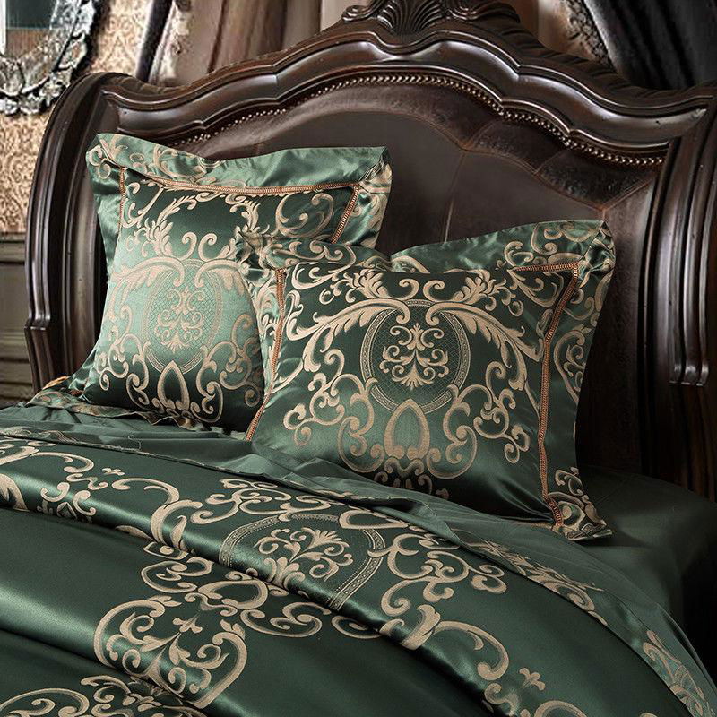 4pc. 6pc. Luxury Palace Sage Green Jacquard King Queen 600TC Duvet Cover Set 4