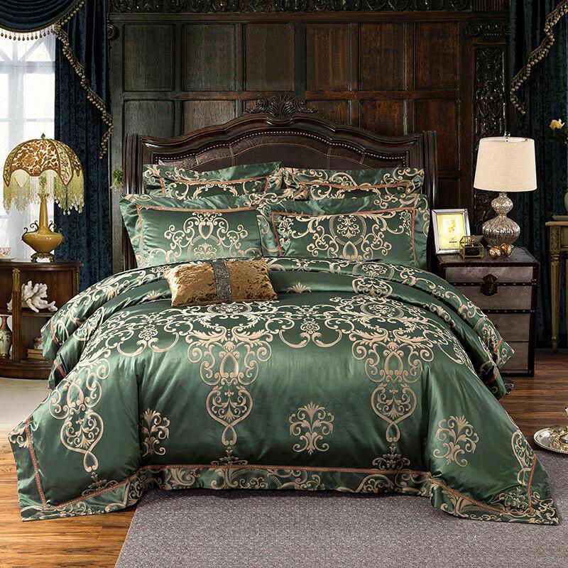 4pc. 6pc. Luxury Palace Sage Green Jacquard King Queen 600TC Duvet Cover Set 3