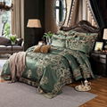 4pc. 6pc. Luxury Palace Sage Green Jacquard King Queen 600TC Duvet Cover Set