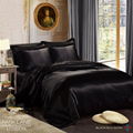 NEW KING SIZE 6PCS SATIN SILK BEDDING SET QUILT COVER FITTED SHEET PILLOW CASES